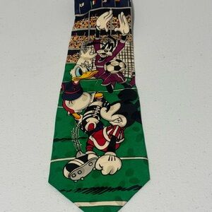 Disney Mickey Inc Character Soccer Sports Vintage Silk Tie Necktie
